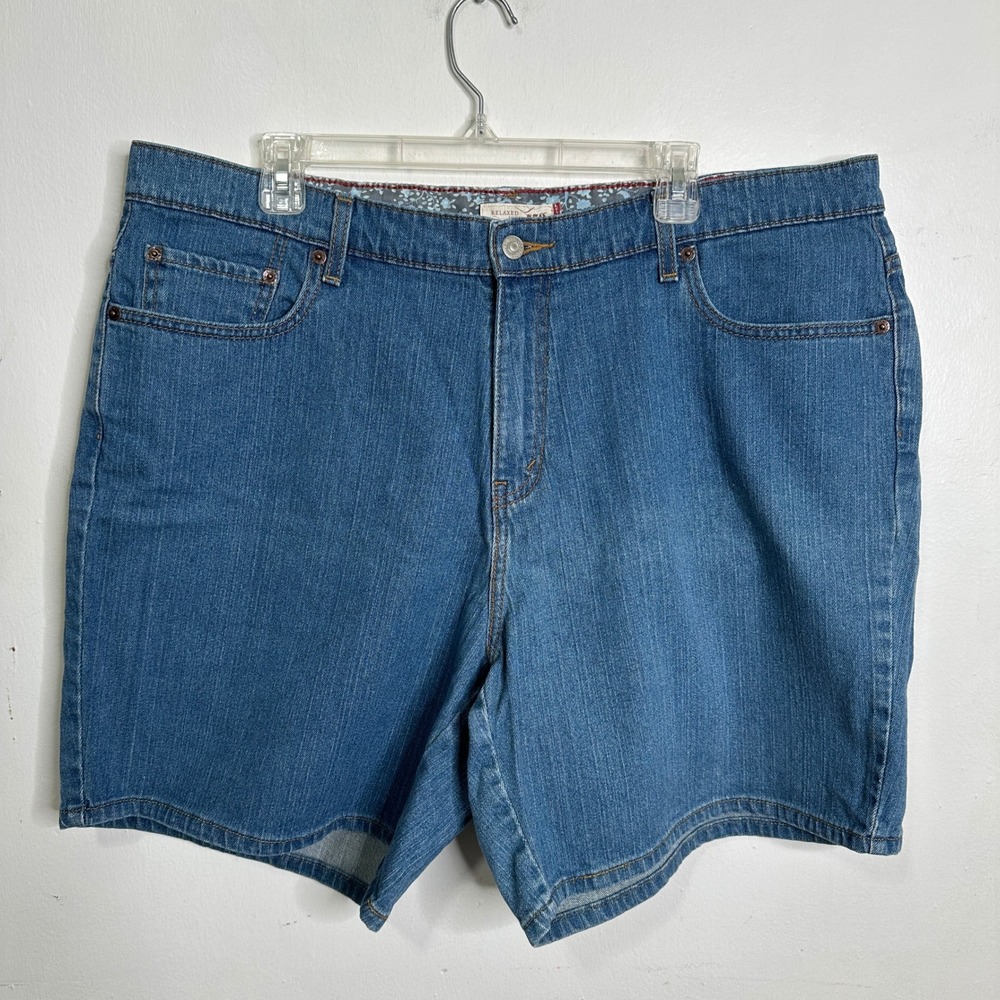 Levis 550 Relaxed Fit Denim Shorts Womens 22 Medium Wash‎ Blue High Rise Stretch